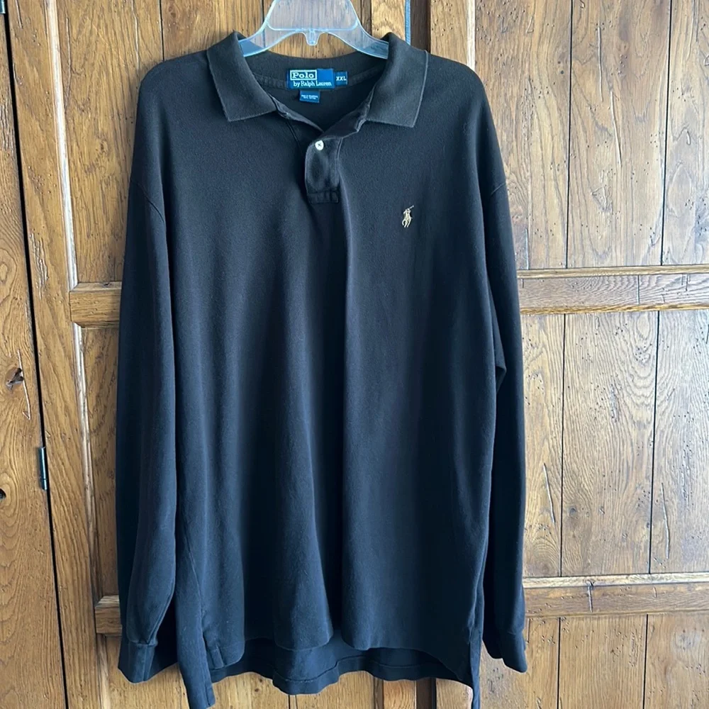 POLO Ralph Lauren CLASSIC Long Sleeved BROWN POLO SHIRT 100% Cotton XXL